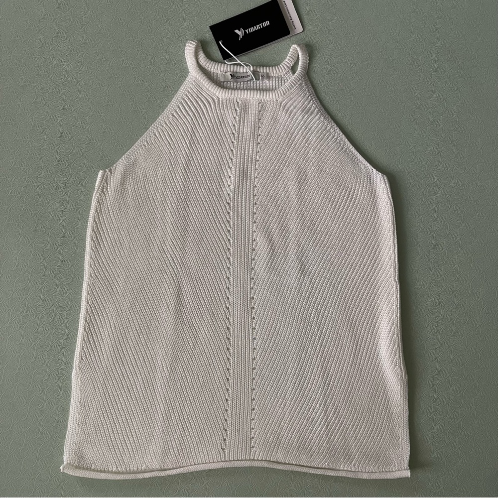 Women's White Ribbed Knit Sweater Top NWT Sz S
